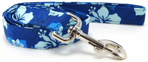 Blue Hibicus Flowers Dog Leas