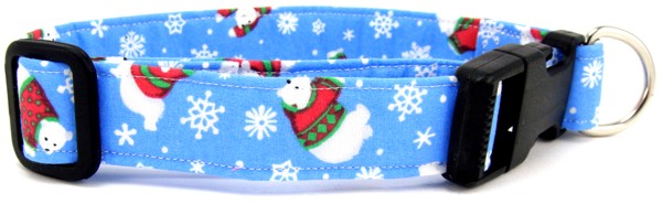 Polar Bears on Blue Dog Collar