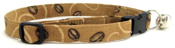 Coffee Beans on tan Cat Collar