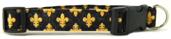Black Fleur de Lis Dog Collar