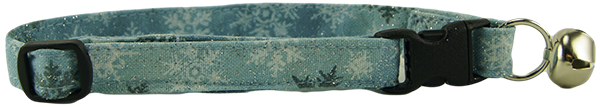 Frosty Blue Metallic Snowflake Cat Collar