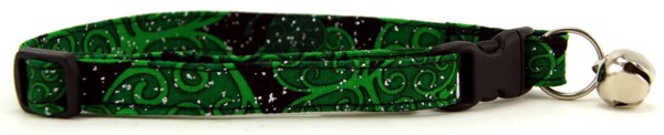 Glittery Swirled Shamrocks Cat Collar