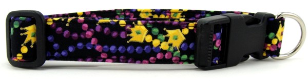 Mardi Gras Beads and Crowns Dog Collar