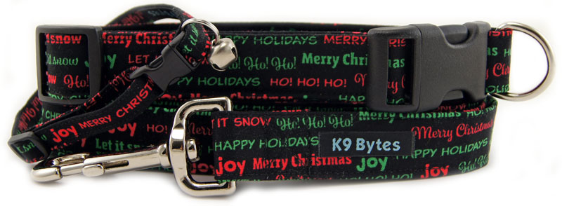 Christmas Greetings Dog Collars - Dog Leashes - Cat Collars