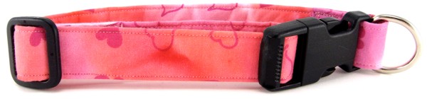 Pink Tossed Hearts Batik Dog Collar