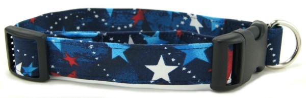 Red White & Blue Shooting Stars Dog Collar