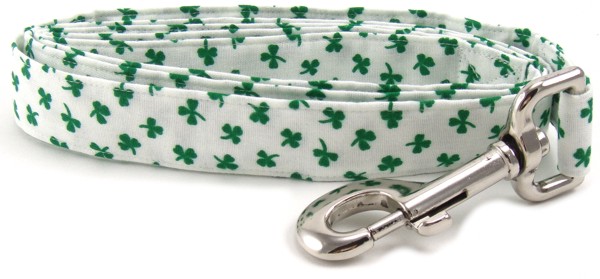 Shiny Shamrocks on White Dog Leash